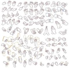 a drawing of hands and fingers with different gestures