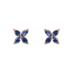 These dainty stud earrings are shaped liked a tiny flower and feature marquise cut, blue sapphire gems. Or, customize these gemstone earrings with a different birthstone, if desired. Shop more gifts in our unique, gemstone fashion earrings collection. EARRING DETAILSMetal: 14k Rose GoldFinish: Polished Size: 9.5 mm x 9.5 mmStyle: Stud, Push Back Stone: Lab Created Blue Sapphire (x8)Stone Shape/Size: Marquise, 5 mm x 3 mm Sapphire Stud Earrings, Blue Sapphire Studs, Sapphire Earrings Studs, Sapphire Studs, Rose Gold Studs, Dainty Studs, Stud Jewelry, Sapphire Earrings, Rose Gold Jewelry