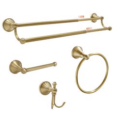 an image of bathroom accessories set in gold