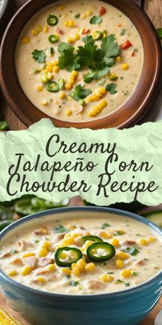 creamy jalapeno corn chowder recipe in a bowl