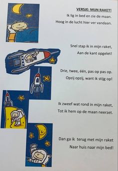 an open book with instructions on how to read the words in english and french, including pictures of rockets