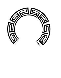 a black and white photo of an ornamental design in the shape of a circle, on a white background