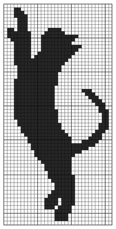 Pixel Art Ideas Black Cat Tapestry Crochet, Crochet Cat Wall Hanging Pattern Free, Crochet Cat Graph, Black Cat Alpha Pattern, Cat Grid Pattern, Crochet Cat Tapestry, White Cross Stitch Patterns, Alpha Patterns Cat