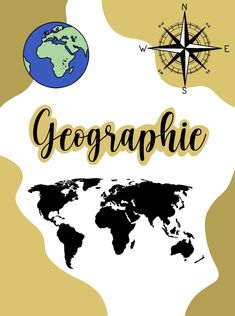 a map with the words geographic on it and a compass in the background