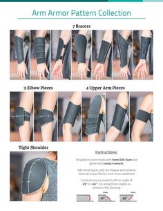 the arm armor pattern collection is shown with instructions for how to put on each arm