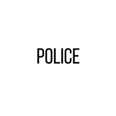 the word police written in black on a white background