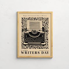 an old fashioned typewriter with the words writer's day printed on it