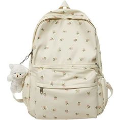 Specification: Main material: nylon Size: 420*310*130mm Suitable for: women Strap root number: Two Usage: Shoulder bag, backpack Closure: zipper Pattern: flower Occasion: daily, leisure, shopping, travel Shoulder strap adjustable. Size: One Size.  Color: Multicolor.  Gender: unisex.  Age Group: adult.  Pattern: floral. Preppy Bags, Kawaii Backpack, Aesthetic Bags, Floral Backpack, Bear Pendant, Cute School Supplies, Cute Backpacks