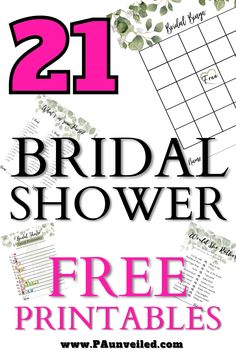 the 21 bridal shower free printables