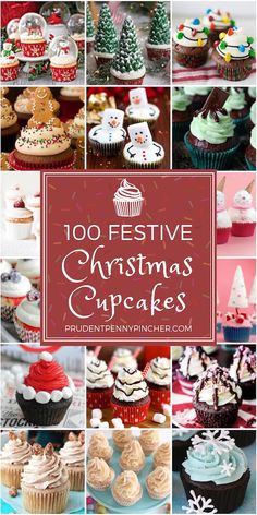 a collage of christmas cupcakes with the words festive christmas cupcakes