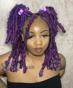 Kookie Aesthetic, Purple Dreadlocks, Locs Blonde, Color Locs, Loc Colors, Purple Dreads, Crochet Locs, Hello Hair