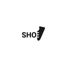 the word shoe is written in black on a white background