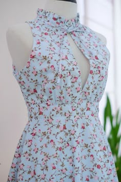 Blouse Dress Outfit, Sundress Blue, Floral Dress Blue, Floral Dress Vintage, Floral Dress Casual, Summer Sundress, Blue Floral Dress, Vintage Floral Dress, Handmade Dress