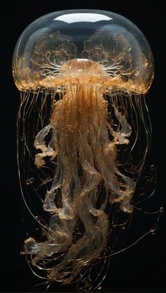 an underwater jellyfish is swimming in the water