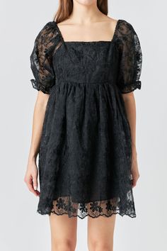 This floral embroidered babydoll dress is perfect for a day out or a special event. With a stylish square neckline and puff short sleeves, this dress is sure to turn heads. And with its back zipper closure and scalloped hem, you'll feel confident and beautiful all night long. Loose fit Puff short sleeves Square neckline Back smocking Back zipper closure Lined Scalloped hem Hand wash cold Do not bleach Do not tumble dry Iron low Shell: 100% Polyester Lining: 100% Polyester JJ1676D Total length: 3 Black Dresses Plus Size, Dresses Plus Size, Dress Inspo, Scalloped Hem, Square Necklines, Babydoll Dress, Black Dresses, Square Neckline, Feel Confident