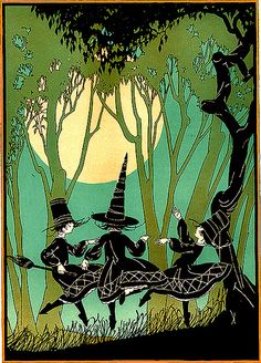 an image of witches in the woods