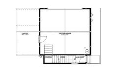 the floor plan for a house with stairs and an elevator in the center, as well as