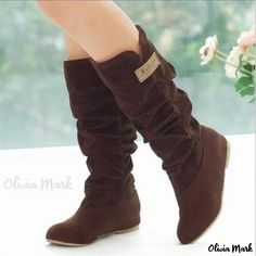 Olivia Mark - Matted Leather Booties with Lace, Wrinkled Shaft, and Low Heel Winter Boots Women Fashion, Women Knight, Lace Up Riding Boots, Women's Equestrian, Suede Boots Knee High, Slip On Boots, Boots Women Fashion, Womens Mid Calf Boots, Womens Knee High Boots