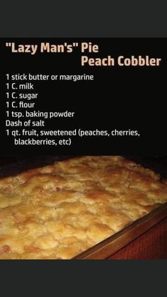 the recipe for lazy man's pie peach cobbler