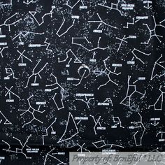 a black background with white stars and the names of all the stars in the sky