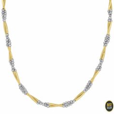 14KT White Yellow Gold Textured Twisted Beaded Necklace Size 18 Inches Womens #Chain Yellow White, Beaded Necklace, Twist