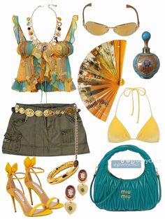 Vacationcore Outfit, Summer Outfit Tropical, Outfit Board Cover, Tropical Core Aesthetic Outfit, Boho Glam Outfit, Tropical Outfit Aesthetic, Summer Tropical Outfits, Aussie Summer Outfits, Beachy Streetwear