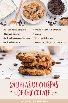 the ingredients for chocolate chip cookies are shown