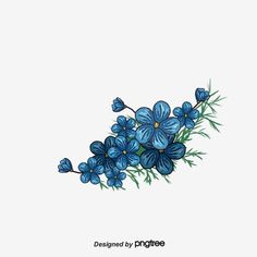 some blue flowers on a white background