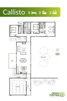 the floor plan for a house with three bedroom and two bathrooms, including an attached living room