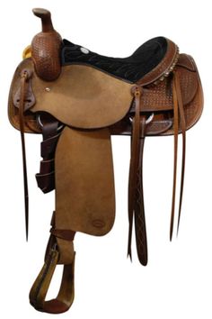 a brown and black horse saddle