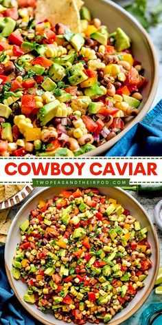 This Cowboy Caviar is a delicious summer appetizer recipe made with black-eyed peas, black beans, corn, avocado, and veggies tossed in a tangy vinaigrette. Add this recipe to your easy Labor Day party food ideas! The Best Cowboy Caviar, Party Munchies, Cowboy Caviar Recipe, Balkan Food, Texas Caviar, Cold Salads, Caviar Recipes, Cowboy Caviar, Bbq Food