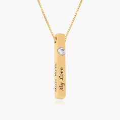 Pillar Bar Necklace With 0.25ct Diamond- Vermeil-6 Safety Policy, Luna Fashion, Strong Font, Gifts For Mothers Day, Gifts For Mothers, Silver Bar Necklace, The More The Merrier, Experience Gifts, Bar Necklace