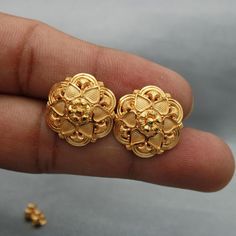 Discover the allure of Handmade Gold Jewelry at https://morvijewels.etsy.com/   Get a dazzling 25% off on all our 22k and 18k gold pieces. Don't miss out on this limited-time offer. Shop now and embrace the radiance of gold!Beautiful yellow gold earrings  Gold Purity- 22k yellow Gold Length - 1.8 cm Width - 1.8 cm Weight - 6 grams approx with gold backs Click here  https://morvijewels.etsy.com/    to get more discount and offers Happy to take wholesale bulk orders. Heavy Yellow Gold Bridal Earrings As Gift, Gold Jhumkas With Intricate Design As A Gift, Gold Chandbali Earrings With Intricate Design, Traditional Gold Danglers For Anniversary, Gold Bridal Earrings With Intricate Design For Anniversary, Gold Bridal Earrings With Intricate Design For Diwali, Gold Meenakari Earrings For Anniversary, Antique Gold Earrings With Intricate Design For Wedding, Traditional Gold Plug Earrings For Anniversary