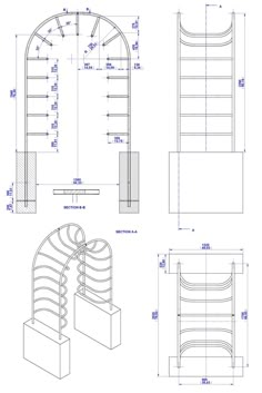 an architectural drawing shows the details for a curved window