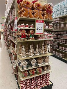 a store shelf filled with lots of gingerbread cookies