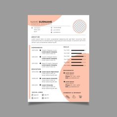 a professional resume template with an orange and pink color scheme on the front, black and white