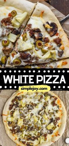 Learn how to make white pizza for a game day food you don't wanna miss! This best white pizza recipe starts with the perfect pizza dough and amazing sauce. Plus, you'll love its delicious toppings! Try it! Tortilla White Pizza, White Pizza Ideas, Recipes Using Pizza Dough, Pizza With Alfredo Sauce, Alfredo Pizza Recipe, White Pizza Recipe, Sausage Pizza Recipe