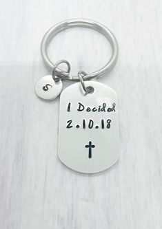 "Stamped with \"I Decided\". It is a unique, meaningful and personalized baptism gift for adults and teens who decide to be baptized along with the date of baptism and a cross stamp. Please leave date in \"note to seller\" box at checkout. The date will be only stamped in format \"6.18.17\" due to space limited OR \"18.6.17\" due to some counties read in this format. Therefore, please specify your date format, it will help to expedite your order. If no specify, the date will always be stamped in Adult Baptism Gifts, Adult Baptism, Baptism Gifts, Gifts For Adults, Religious Jewelry, Stamped Jewelry, Religious Gifts, Hand Stamped, Mens Gifts