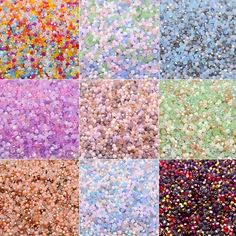 several different colors of sprinkles are shown