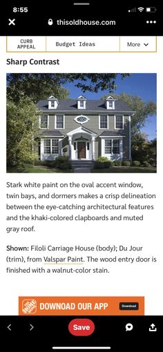 the homepage for this app shows an image of a gray house with white trim and windows