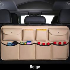 the back seat pocket is filled with compartments for items to be packed in and out