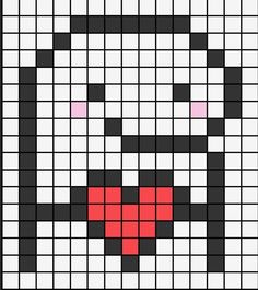 a cross stitch pattern with a cat's face in the middle and red heart on it