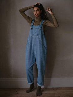 The Oversized Denim Dungaree - Women's – The Simple Folk Relaxed Fit Overalls With Adjustable Straps For Spring, Spring Overalls With Adjustable Straps In Relaxed Fit, Spring Overalls With Adjustable Straps And Relaxed Fit, Utility Overalls With Relaxed Fit For Everyday, Fall Cotton Shortalls In Relaxed Fit, Cotton Shortalls With Relaxed Fit For Fall, Fall Overalls With Adjustable Straps, Casual Relaxed Fit Shortalls For Fall, Everyday Dark Wash Overalls With Pockets