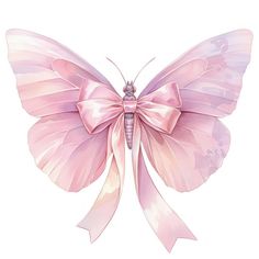 a pink butterfly with large wings and a bow on its back