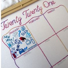 a calendar with the words twenty twenty one written on it