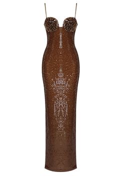 Dixie Brown Sequin Maxi Dress Strappy Backless Dress, Brown Sequin Dresses, Belle Silhouette, Club Party Dresses, Sequin Maxi Dress, Sequin Maxi, Christmas Party Dress, Brown Dress, Celebrity Dresses