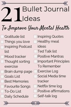 Health Bullet Journal Ideas, Mental Health Bullet Journal, Health And Self Care, Positive Mantras, Journal Lists, Bullet Journal Ideas, Self Care Bullet Journal, Notebook Ideas, Health Journal