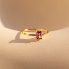 Pink Adjustable Open Ring Jewelry, Pink Emerald Ring, Pink Gold Ring, Initial Tag Necklace, Emerald Solitaire Ring, Pink Gold Rings, Sideways Initial Necklace, Dainty Initial Necklace, Pink Emerald