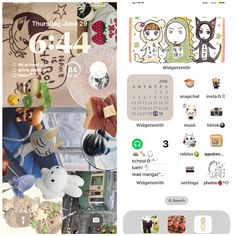 an image of a calendar with cats and other things on the page, as well as photos