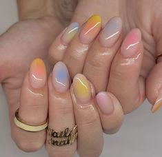 Aura Rainbow, Aura Nails, Tie Dye Nails, Basic Nails, Rainbow Aura, Blush Nails, Nails Only